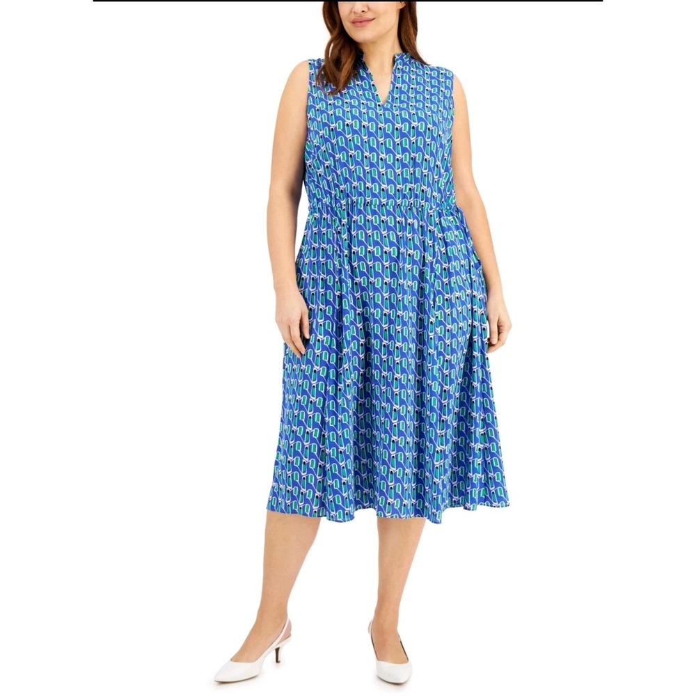 Summer Vacation Resortwear A Line Midi Dress Office Going Out Anne Klein Size OX